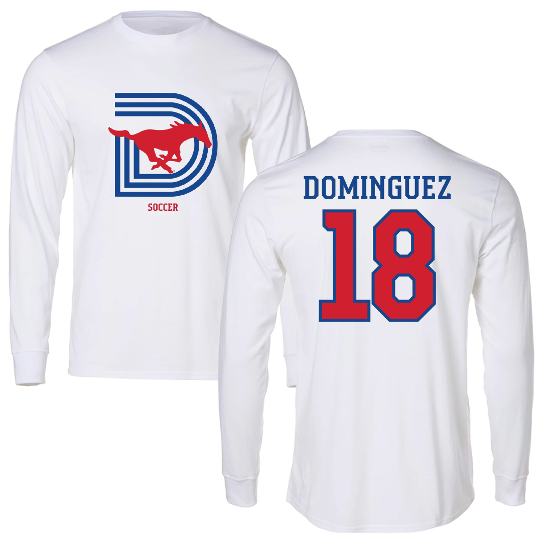 Southern Methodist University Soccer (M) White Long Sleeve - #18 Martin Dominguez