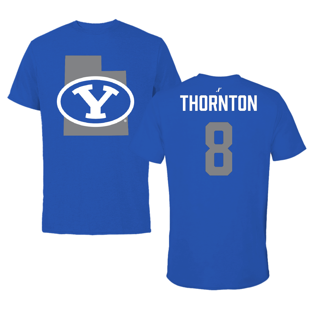 Brigham Young University Volleyball (M) Blue State Performance Tee - #8 Trey Thornton