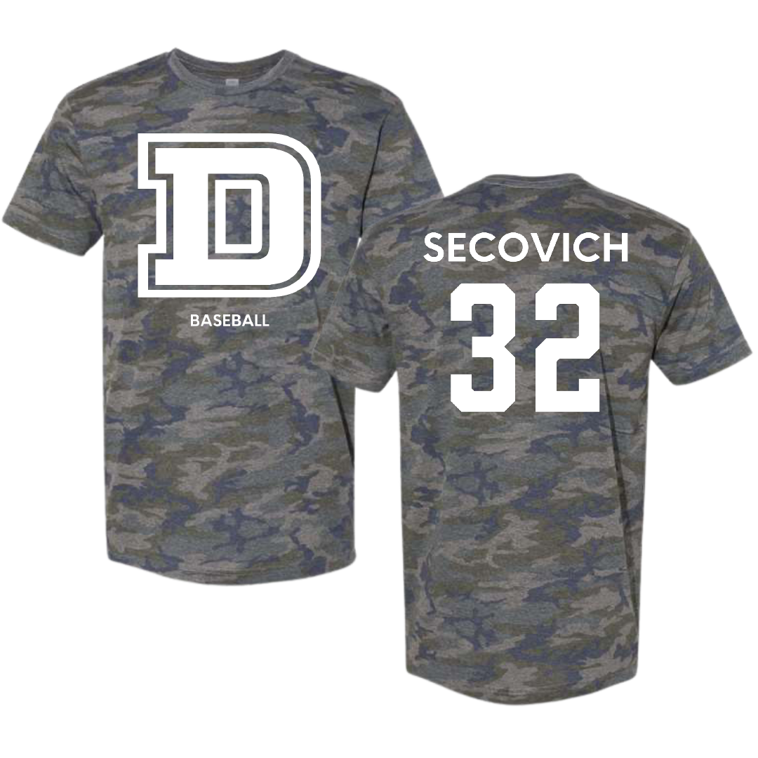 Dean College Baseball Vintage Camo Tee - #32 Rylan Secovich