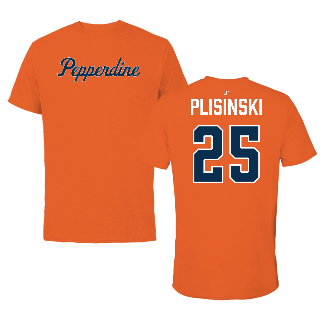 Pepperdine University Baseball Orange Tee - #25 Austin Plisinski