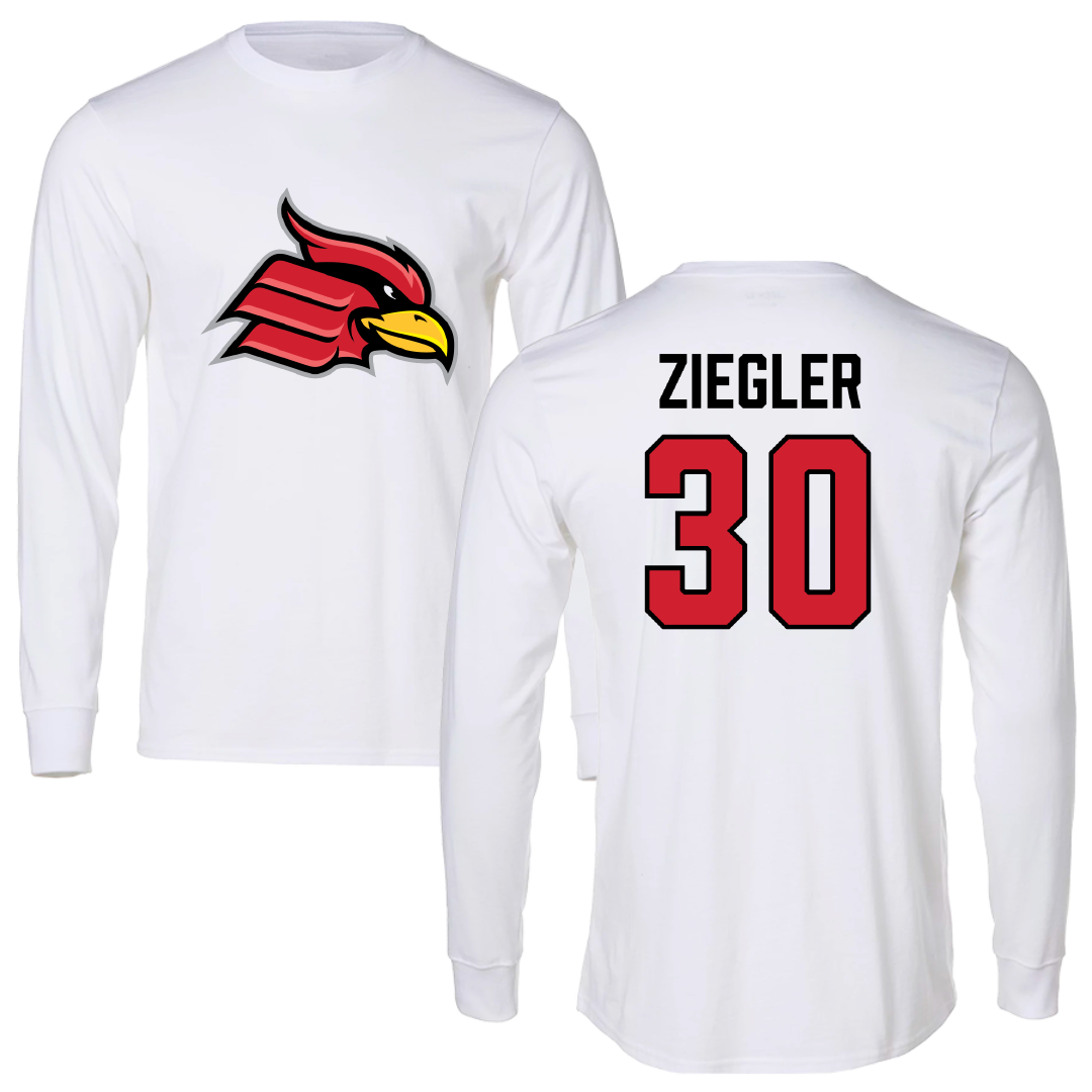 Wheeling University Football White Performance Long Sleeve - #30 Mason Ziegler