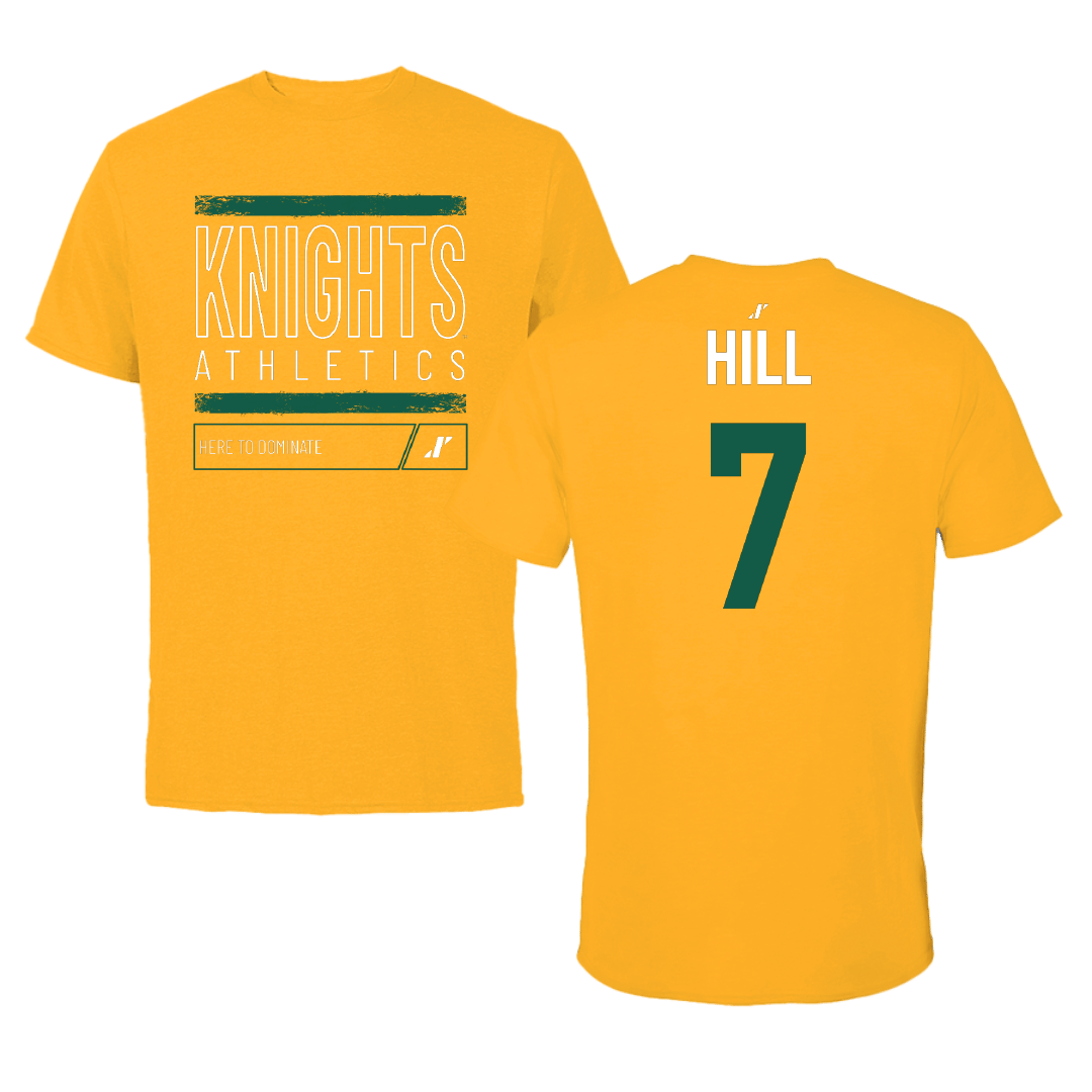 New Jersey City University Baseball Gold Dominate Performance Tee - #7 Evan Hill