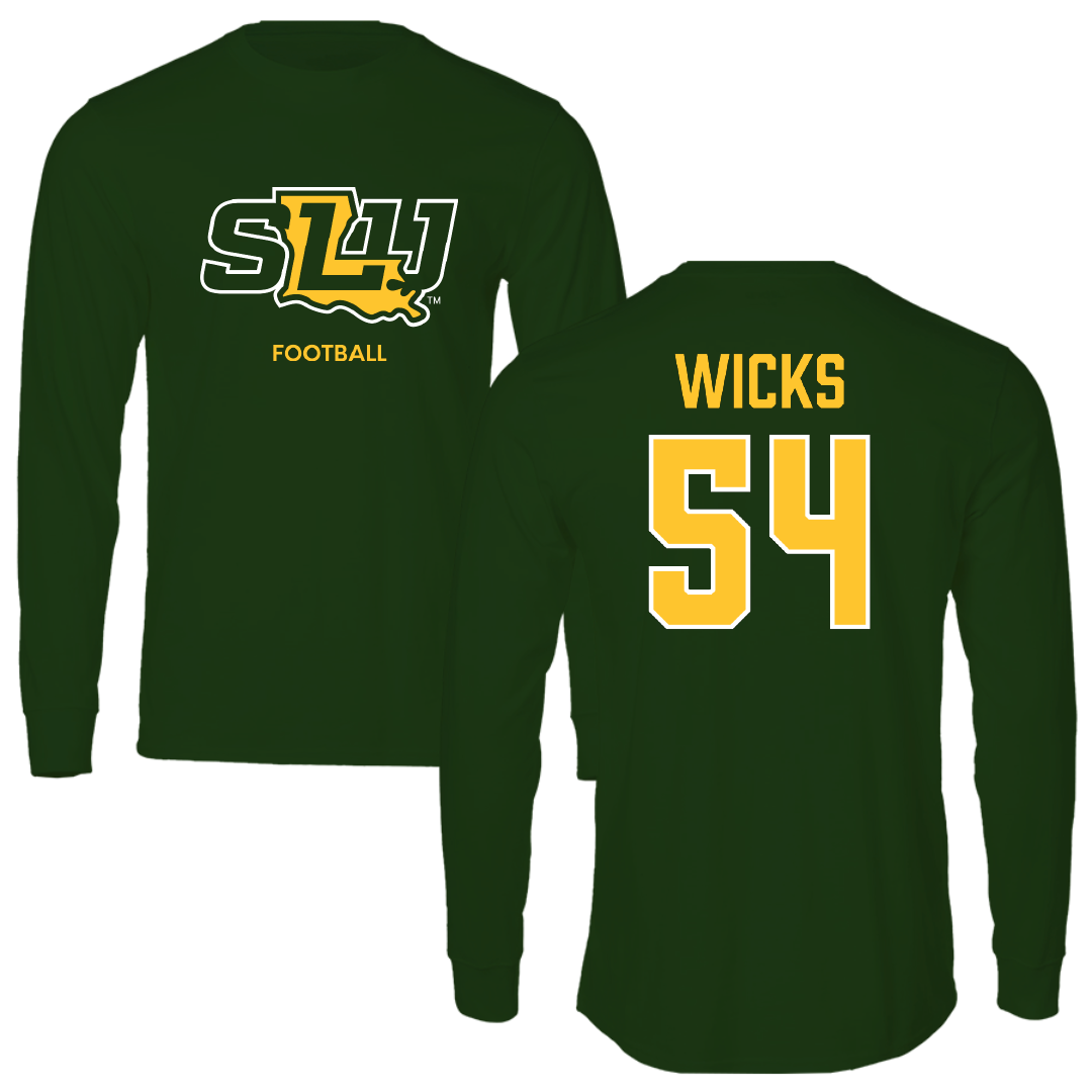 Southeastern Louisiana University Football Forest Green Performance Long Sleeve - #54 Brockhim Wicks