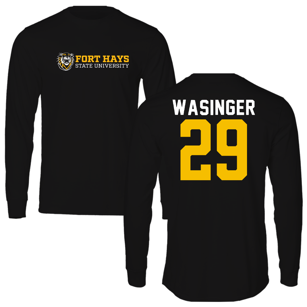 Fort Hays State University Baseball Black Performance Long Sleeve - #29 Carson Wasinger