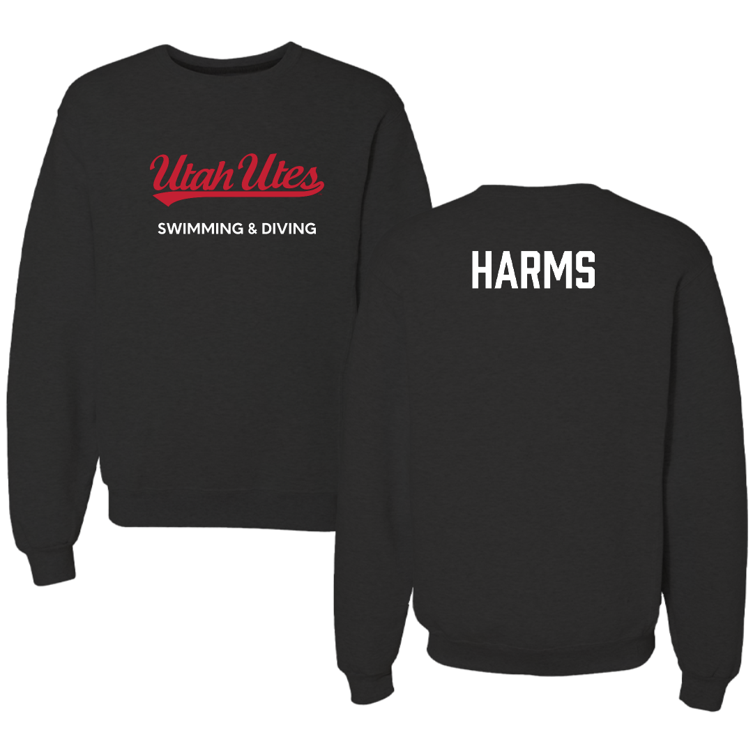 University of Utah Swimming & Diving Black Crewneck - Ike Harms