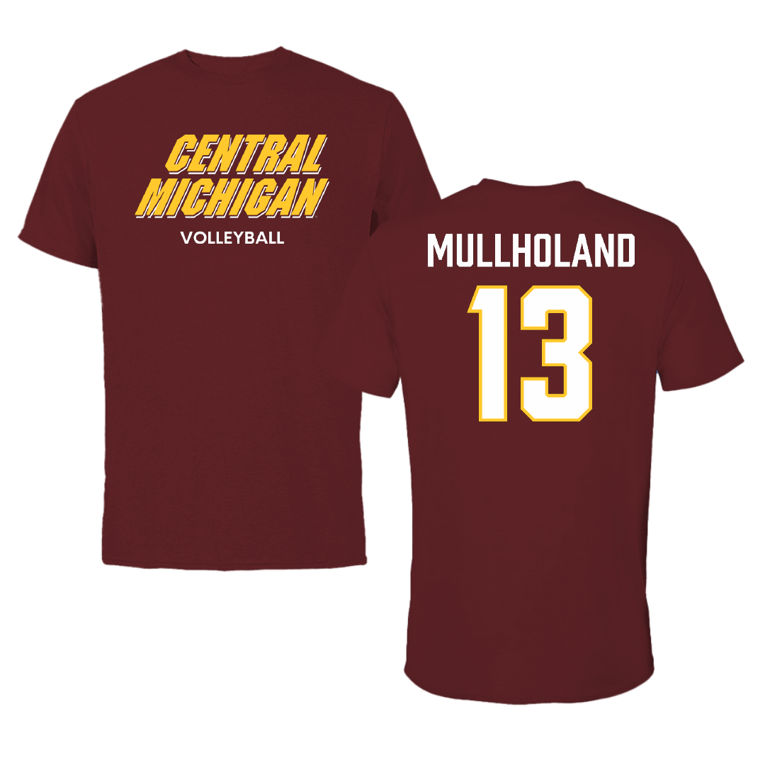 Central Michigan University Volleyball (W) Maroon Performance Tee - #13 Lilly Mullholand