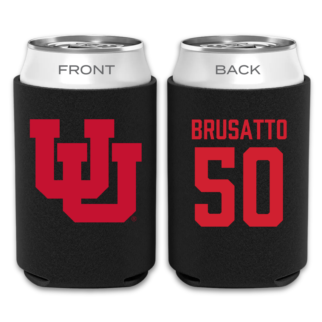University of Utah Football Black Can Cooler - #50 Justice Brusatto