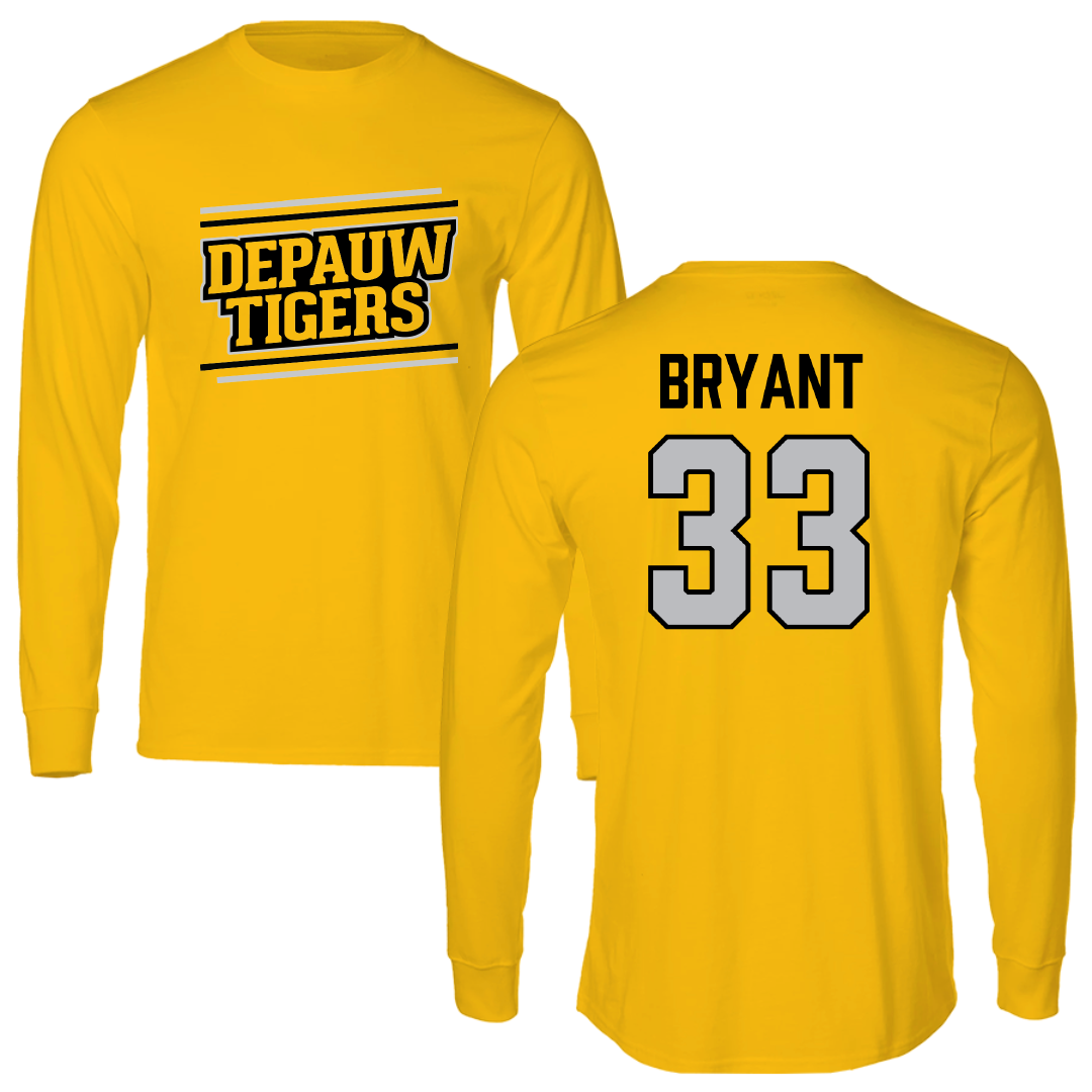 DePauw University Football Gold General Performance Long Sleeve - #33 Noah Bryant