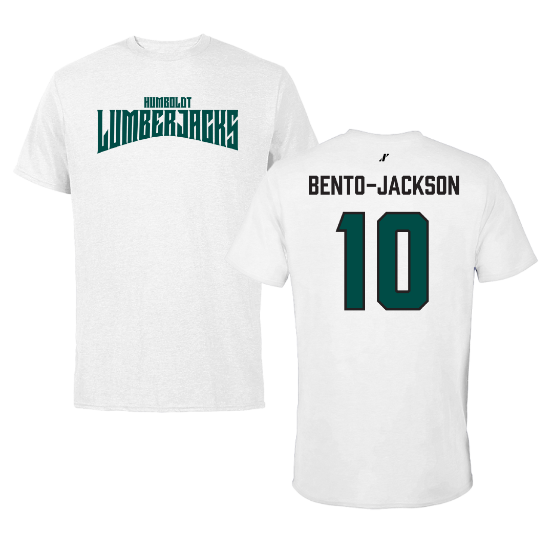 Cal Poly Humboldt Basketball (M) White Classic Tee - #10 Brandon Bento-Jackson