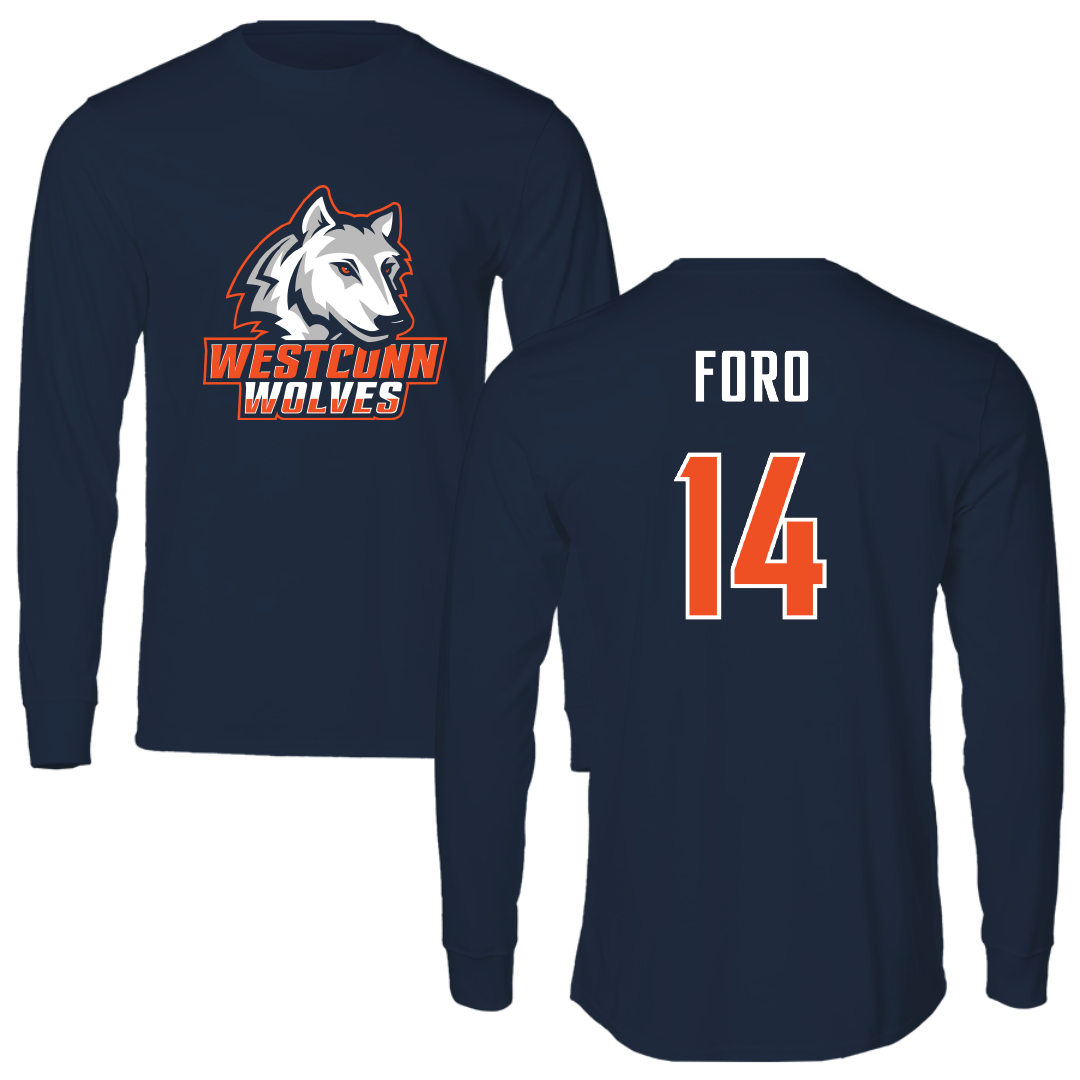 Western Connecticut State University Lacrosse Navy Wolves Performance Long Sleeve - #14 Zack Foro