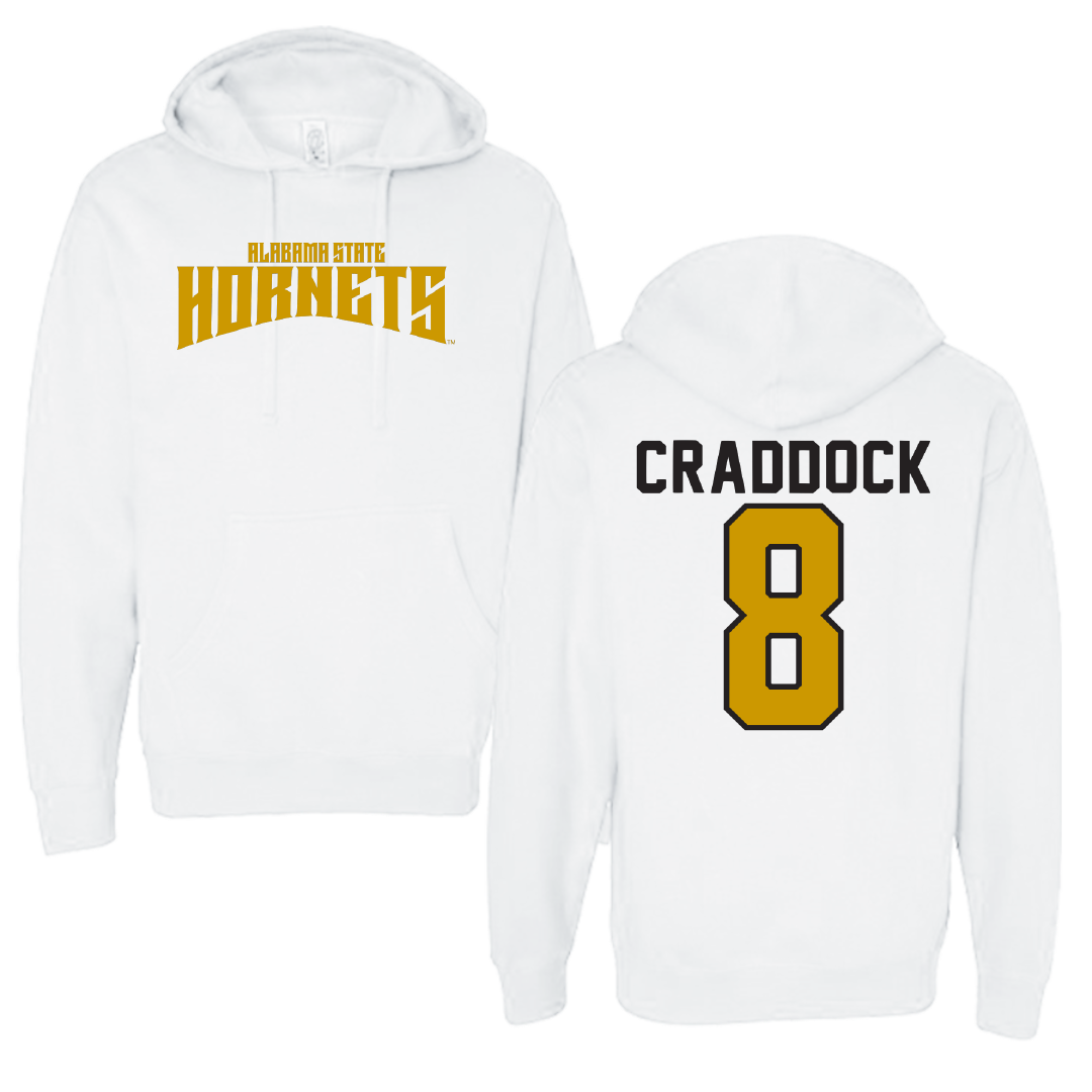 Alabama State University Flag Football White Classic Hoodie - #8 Brooke Craddock
