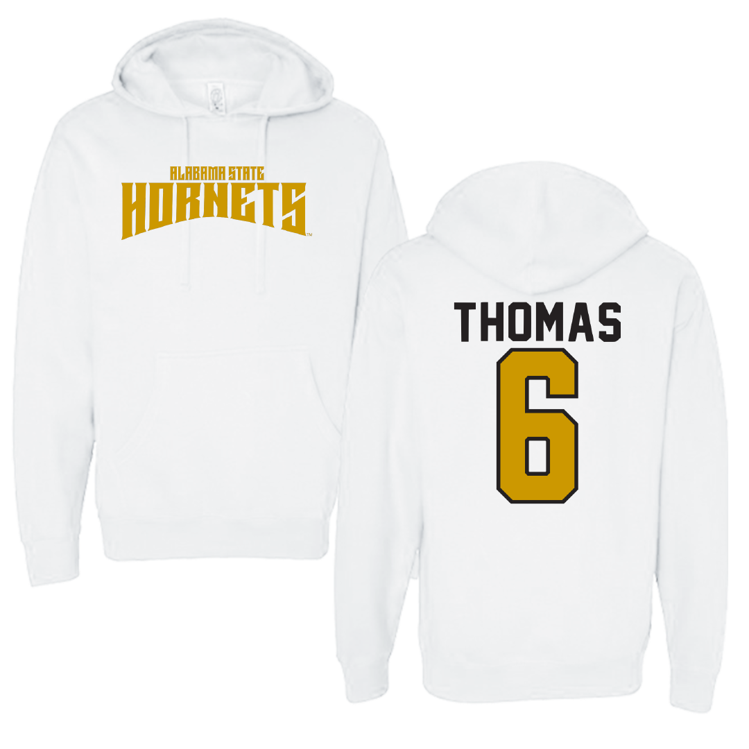 Alabama State University Flag Football White Classic Hoodie - #6 Alyssa Thomas