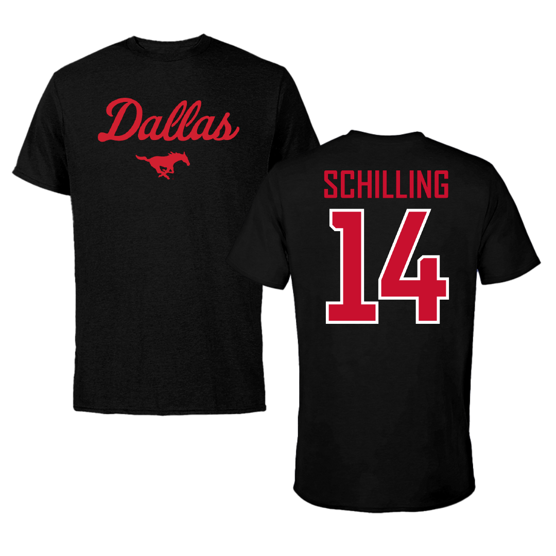 Southern Methodist University Volleyball Black Dallas Performance Tee - #14 Jordyn Schilling