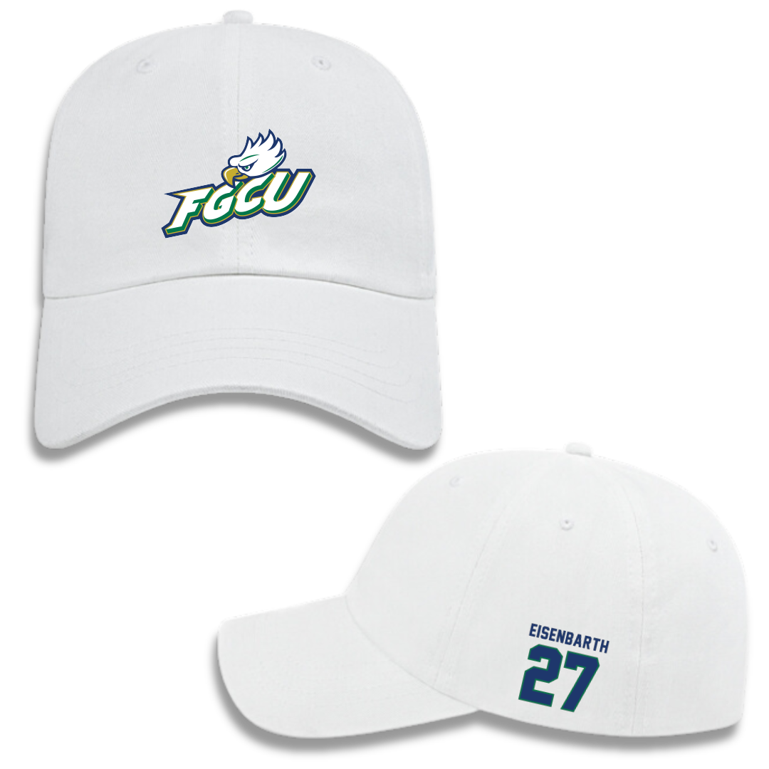 Florida Gulf Coast University Baseball White Hat - #27 Logan Eisenbarth