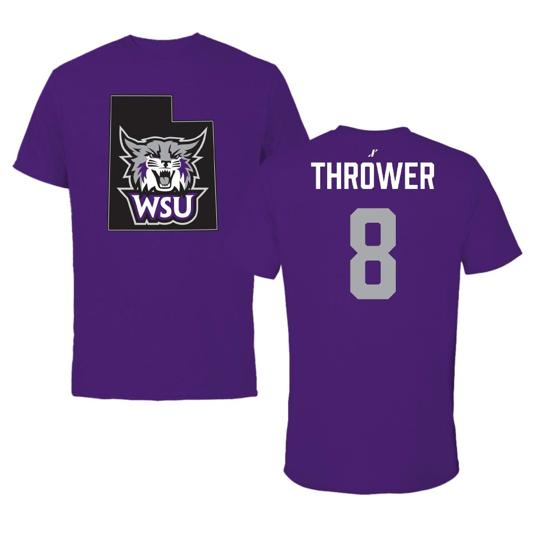 Weber State University Football Purple State Tee - #8 Jaden Thrower