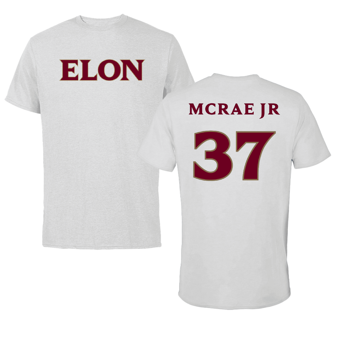 Elon University Football Light Gray Performance Tee - #37 Rodrick McRae Jr