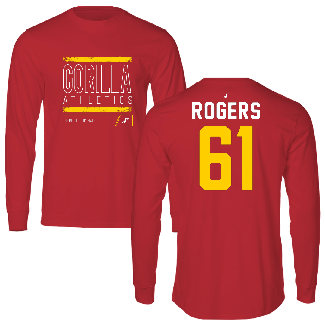 Pittsburg State University Football Red Dominate Performance Long Sleeve - #61 Noah Rogers
