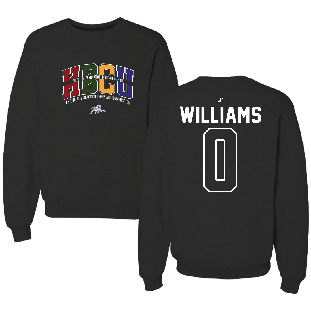Jackson State University Football Black HBCU Crewneck - #0 Jeremiah Williams