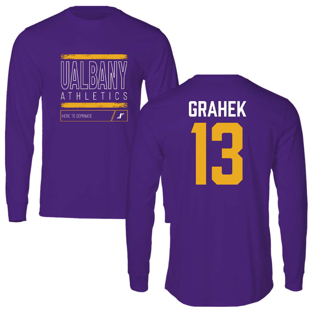 University at Albany Softball Purple Dominate Performance Long Sleeve - #13 Deanna Grahek