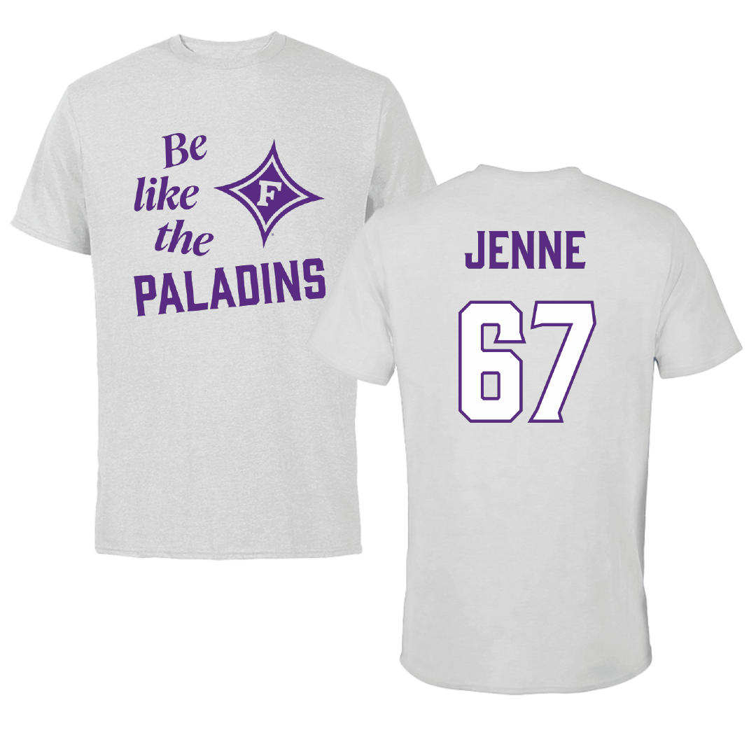 Furman University Football Light Gray Be Like Us Tee - #67 Harris Jenne