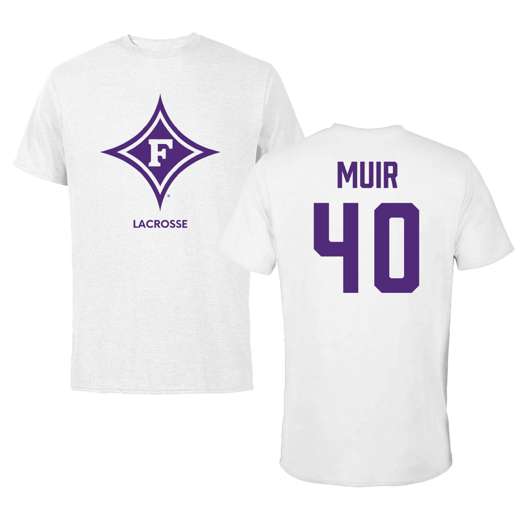 Furman University Lacrosse (W) White Tee - #40 Emily Muir