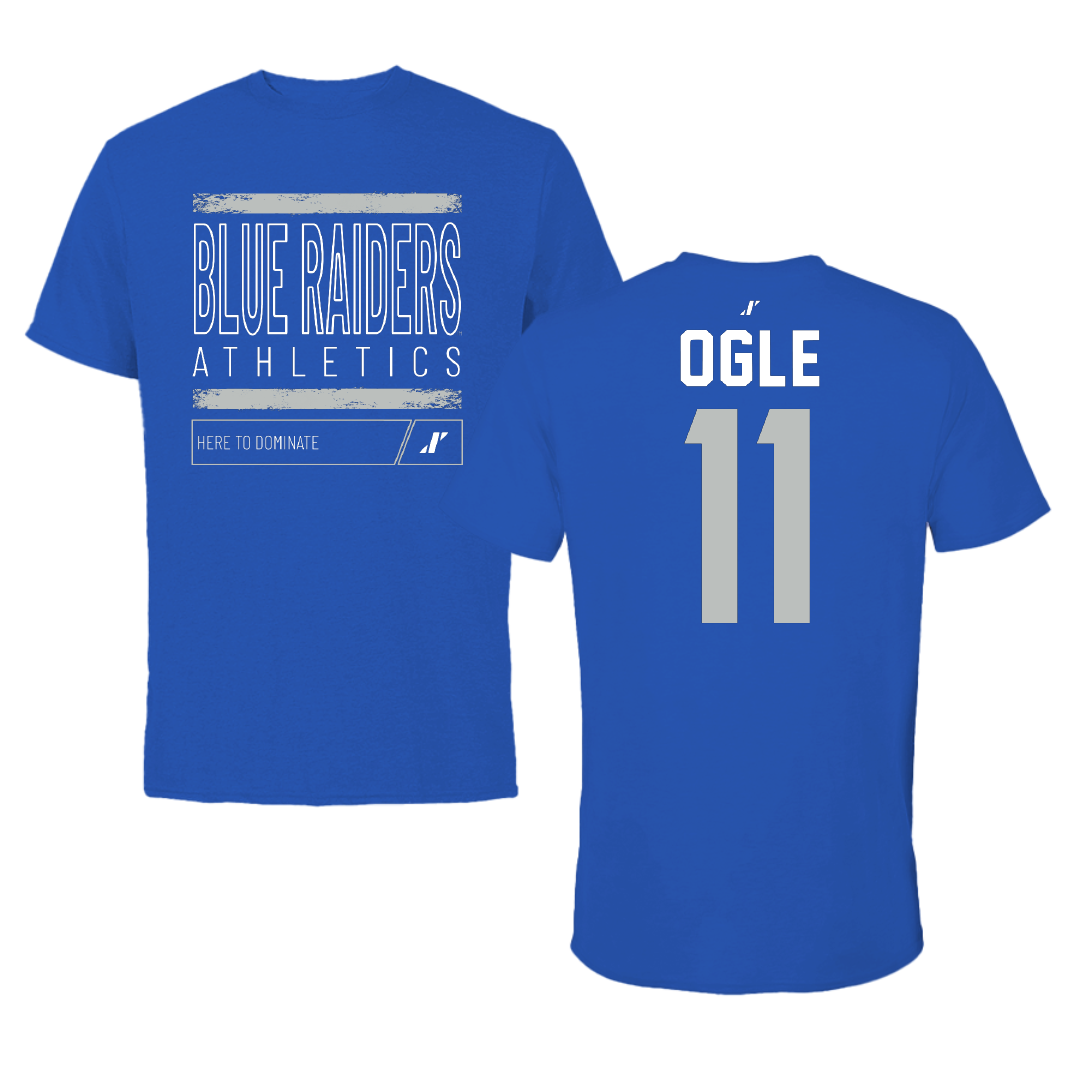 Middle Tennessee State University Ice Hockey Blue Dominate Performance Tee - #11 Brendan Ogle