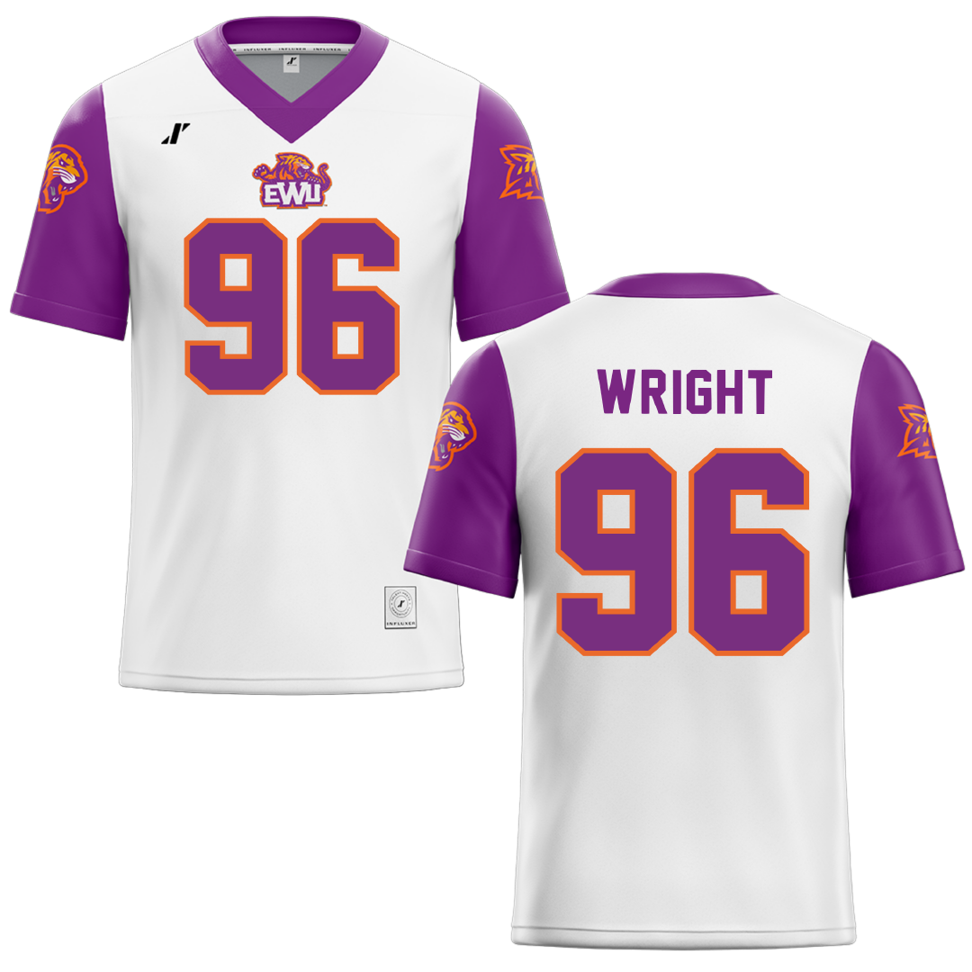 Edward Waters University White Football Jersey - #96 Xavier Wright