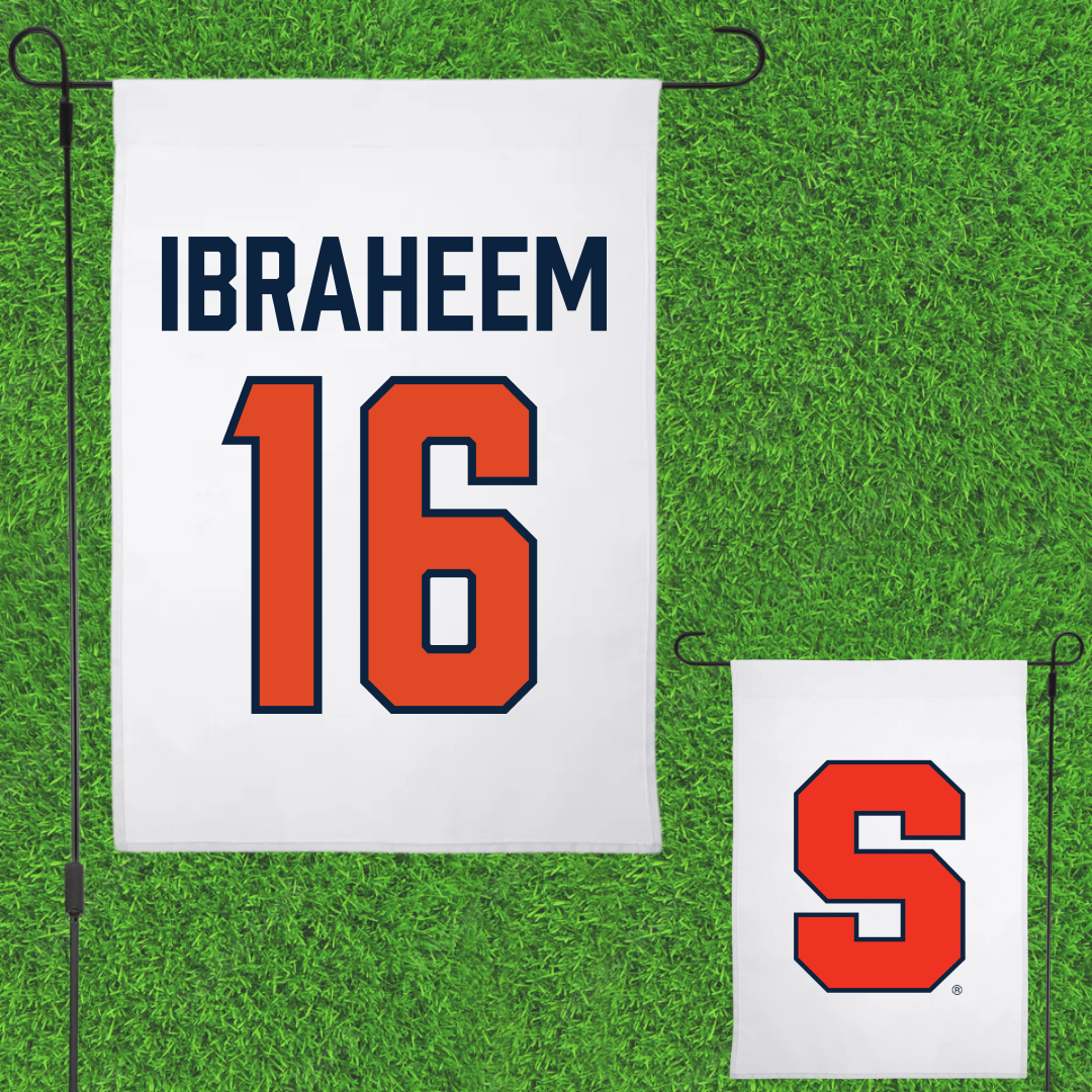 Syracuse University Soccer White Garden Flag - #16 Faris Ibraheem