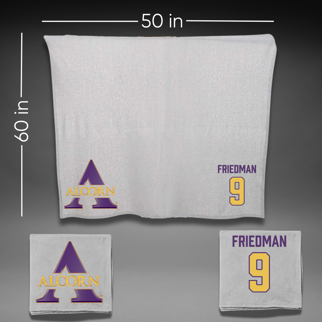 Alcorn State University Baseball Gray Blanket - #9 Asher Friedman