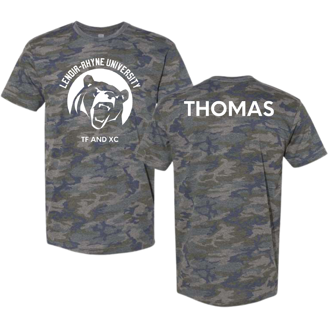 Lenoir-Rhyne University TF and XC Vintage Camo Tee - Jaleal Thomas