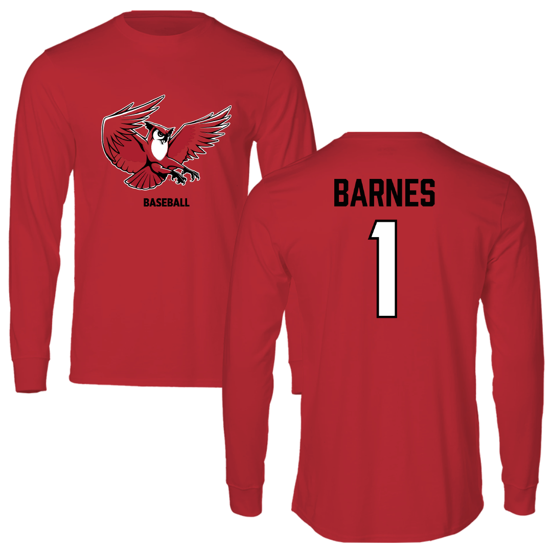 Keene State College Baseball Red Performance Long Sleeve - #1 Hamilton Barnes