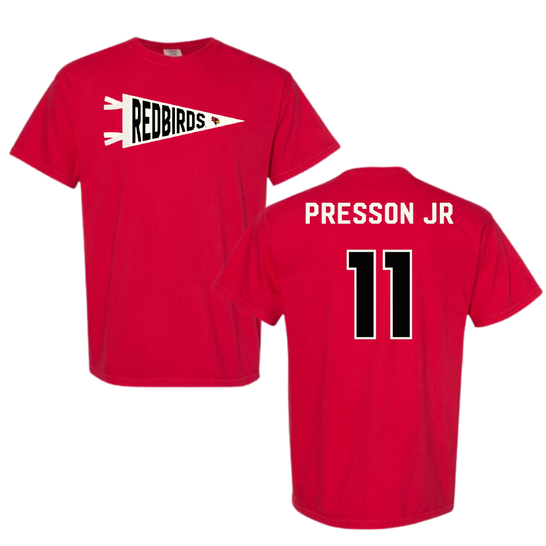 Illinois State University Football Red Pennant Comfort Colors Tee - #11 Scotty Presson Jr