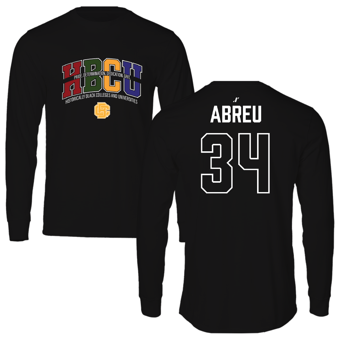 Bethune-Cookman University Baseball Black HBCU Long Sleeve - #34 Harbersting Abreu