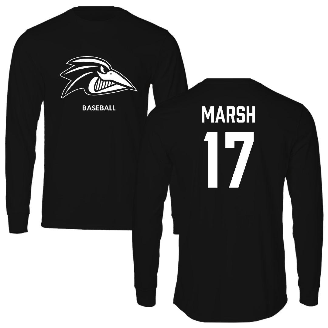 Franklin Pierce University Baseball Black Performance Long Sleeve - #17 Nevin Marsh
