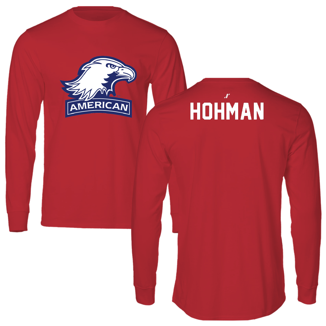 American University Wrestling Red Performance Long Sleeve - Hunter Hohman