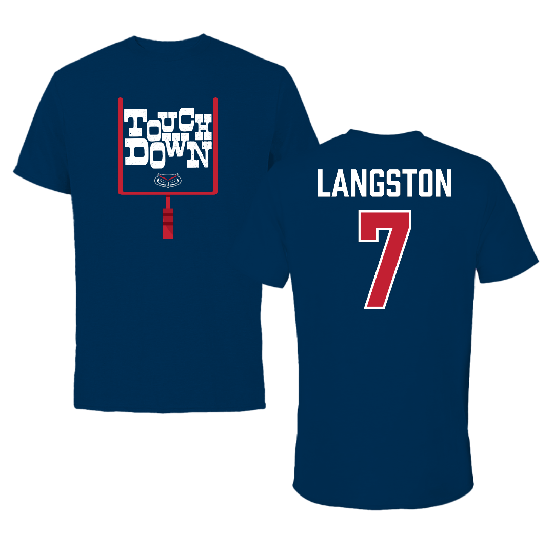 Florida Atlantic University Football Navy Touchdown Performance Tee - #7 Bryce Langston