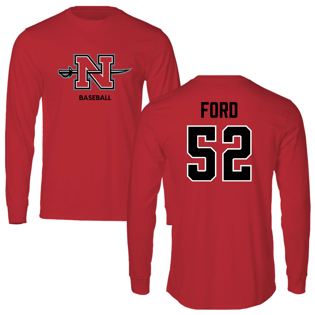 Nicholls State University Baseball Red Mascot Performance Long Sleeve - #52 Wyatt Ford