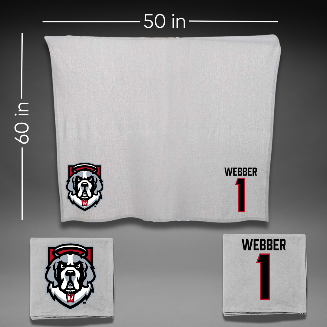 D'Youville University Lacrosse Gray Blanket - #1 Cameron Webber