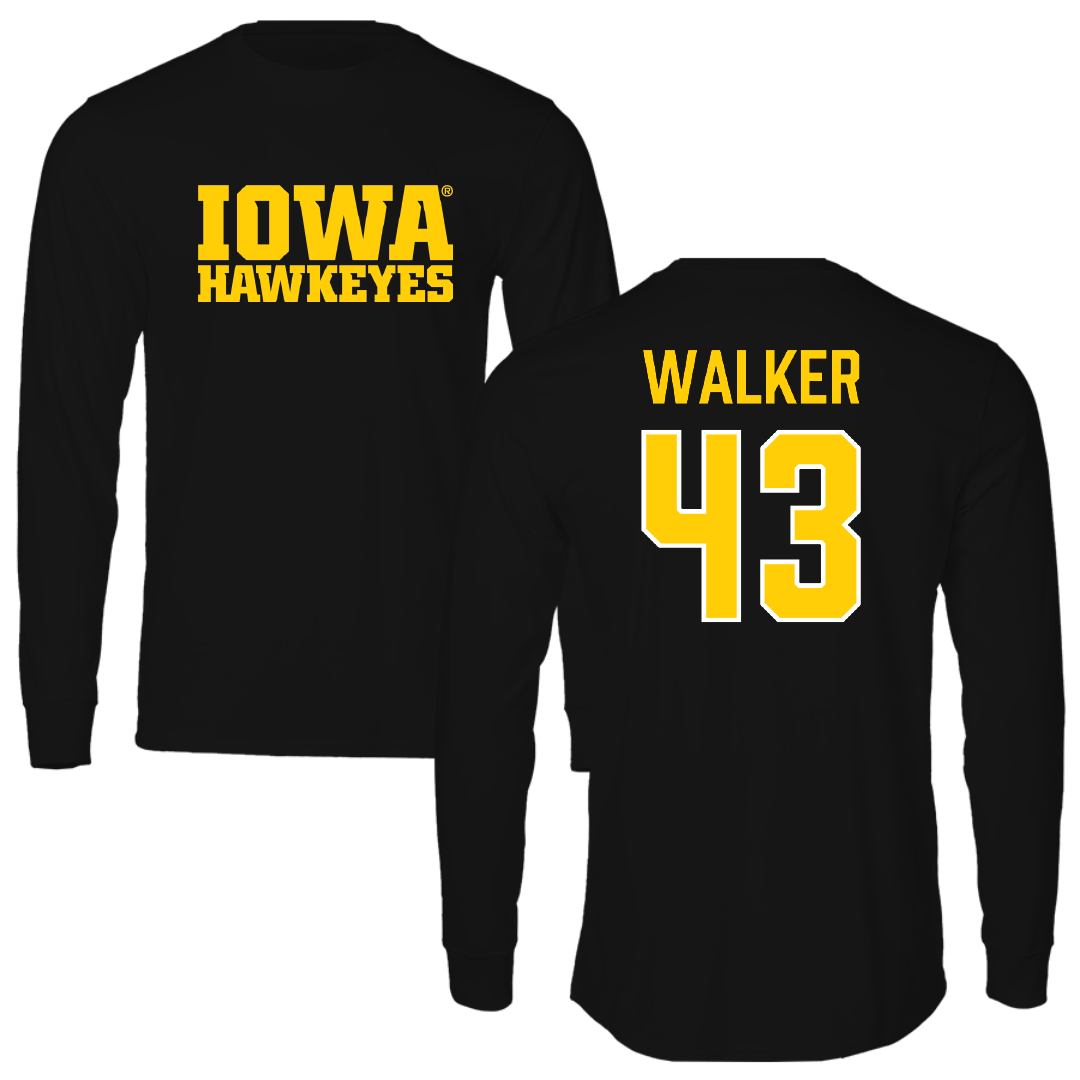 University of Iowa Baseball Black Performance Long Sleeve - #43 Bryson Walker