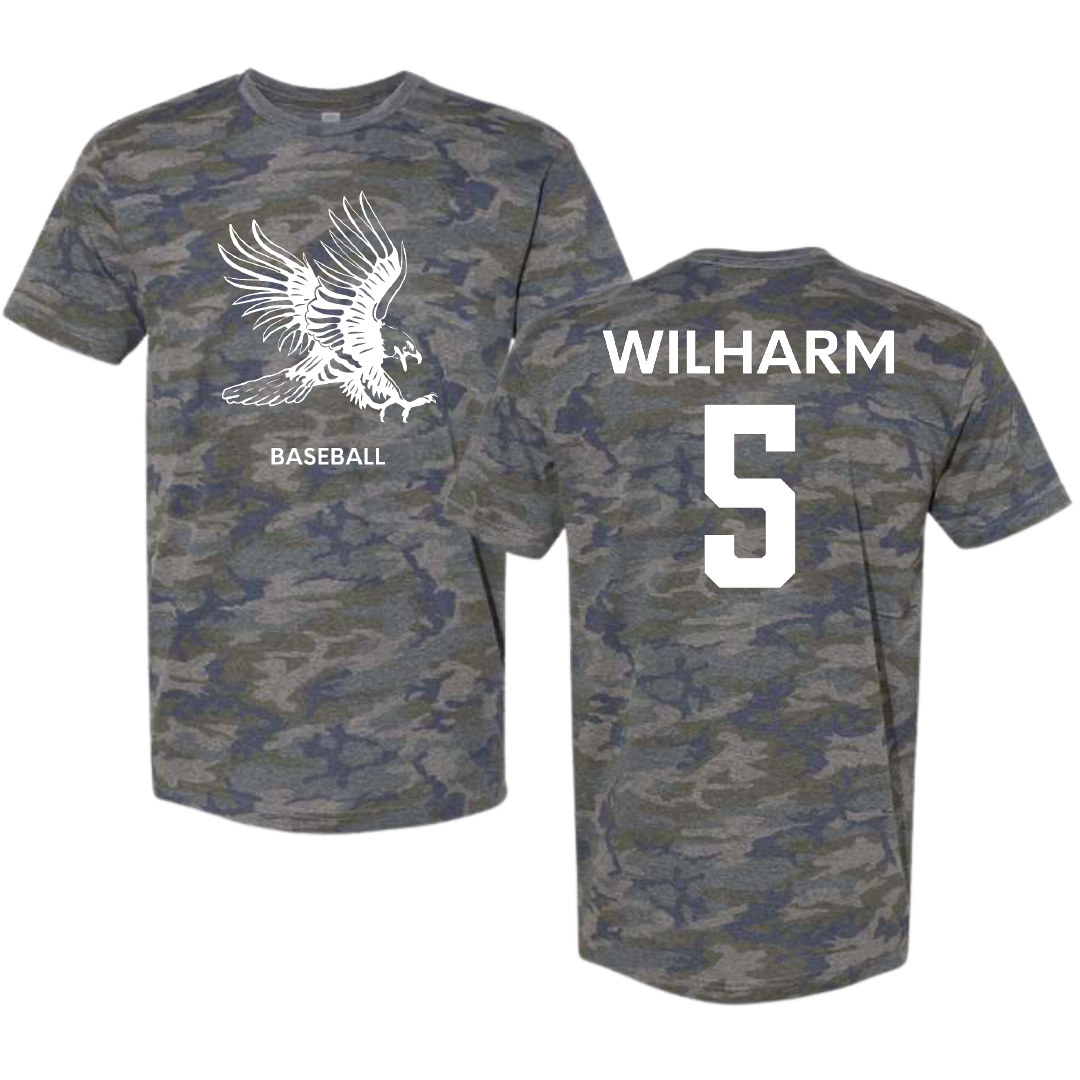 Dickinson State University Baseball Vintage Camo Tee - #5 Wyatt Wilharm