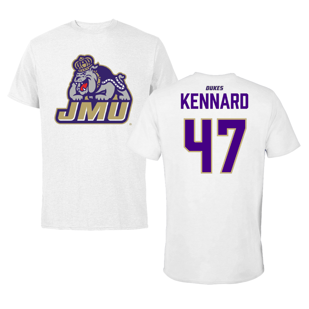 James Madison University Football White Tee - #47 Josiah Kennard
