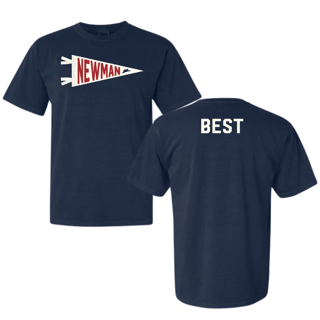 Newman University Golf Navy Pennant Comfort Colors Tee - Cole Best
