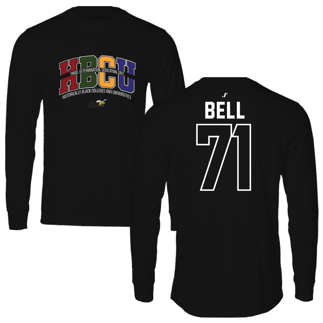 Alabama State University Football Black HBCU Performance Long Sleeve - #71 Kriston Bell