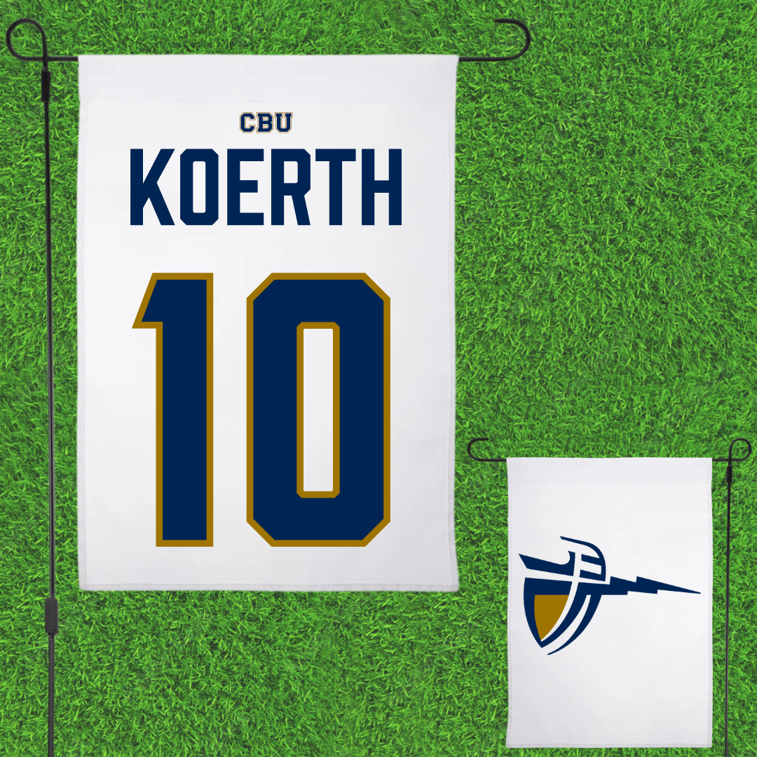 California Baptist University Soccer (W) White Garden Flag - #10 Kandace Koerth