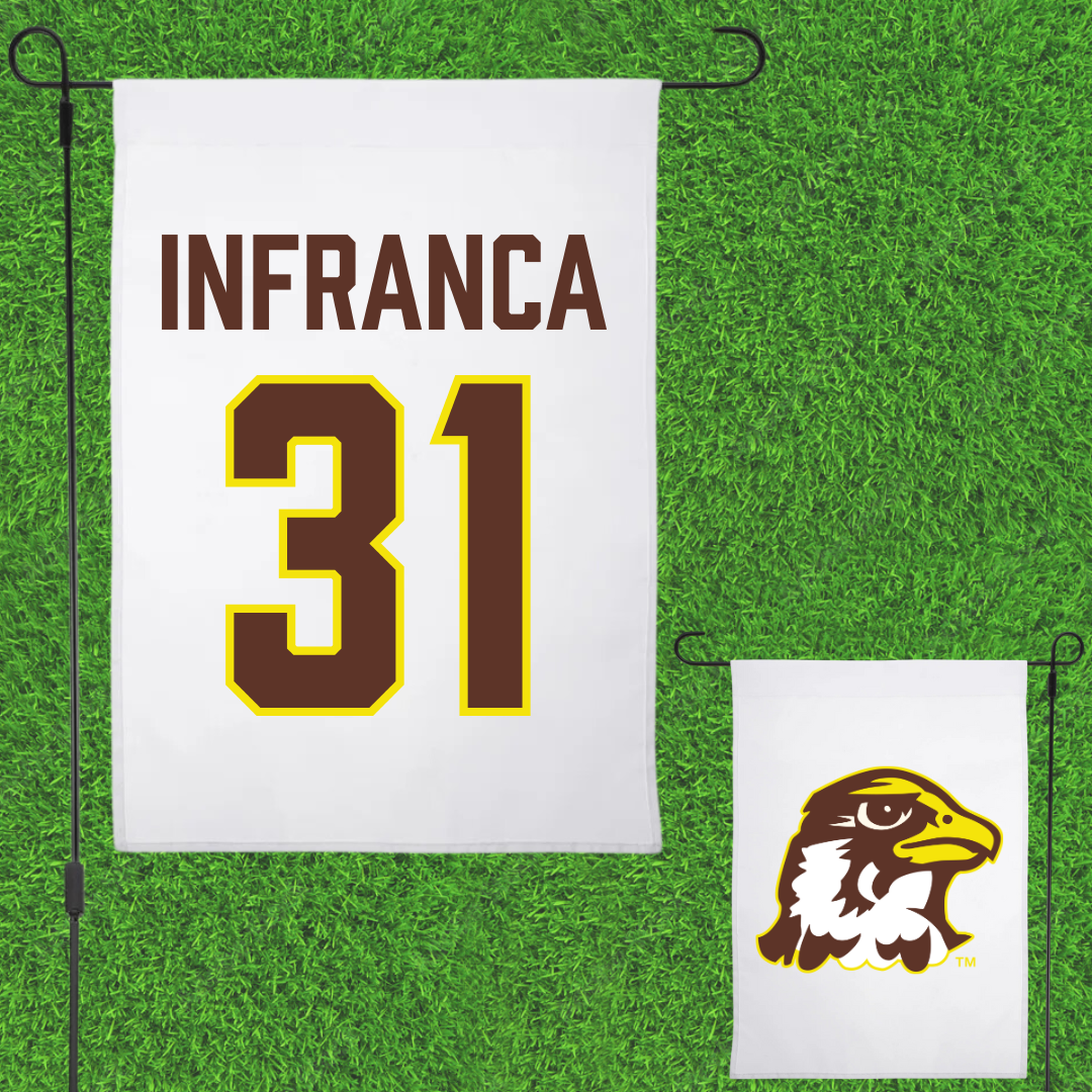 Quincy University Baseball White Garden Flag - #31 Michael Infranca
