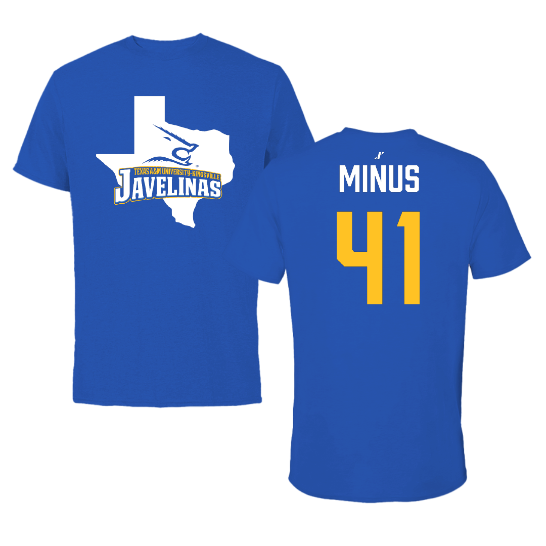 Texas A&M University-Kingsville Baseball Blue State Performance Tee - #41 Cade Minus