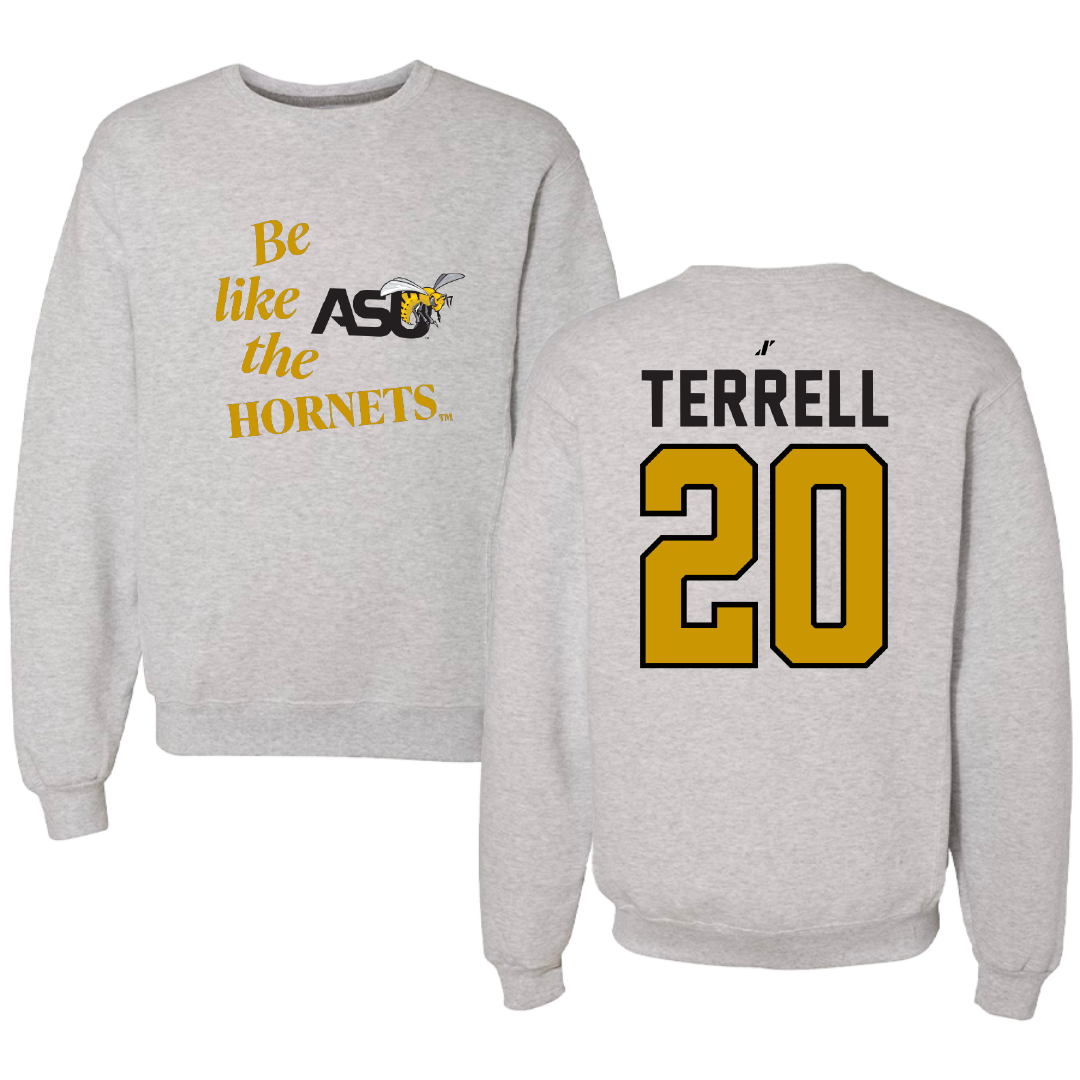 Alabama State University Softball Light Gray Be Like Us Crewneck - #20 Jaibriel Terrell