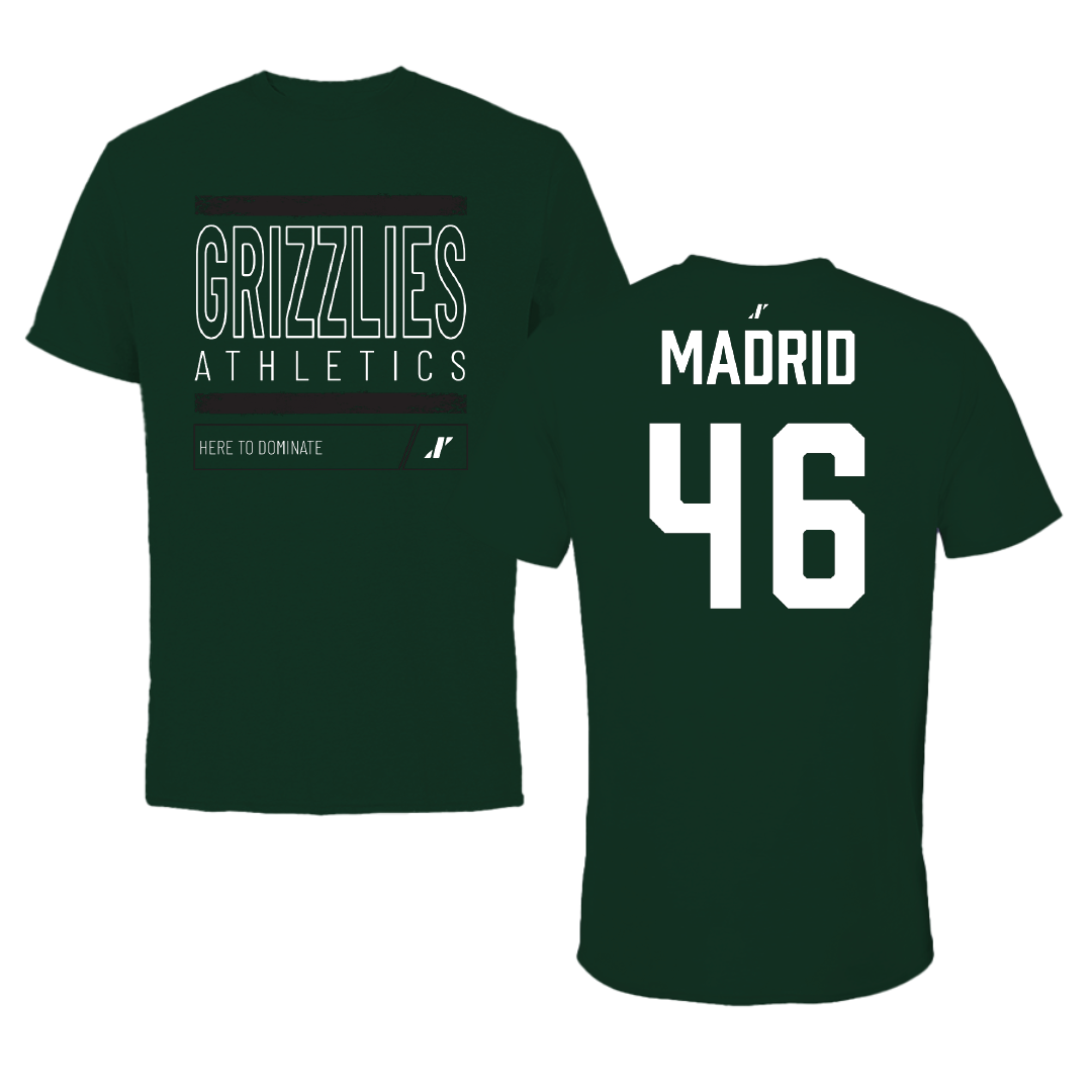 Adams State University Football Forest Green Dominate Tee - #46 Kaden Madrid