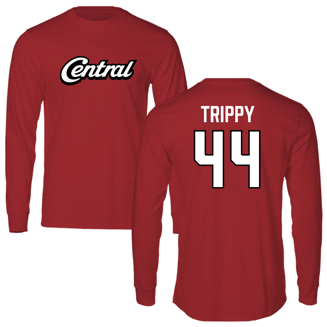 Central Washington University Baseball Canvas Red Long Sleeve - #44 Gino Trippy