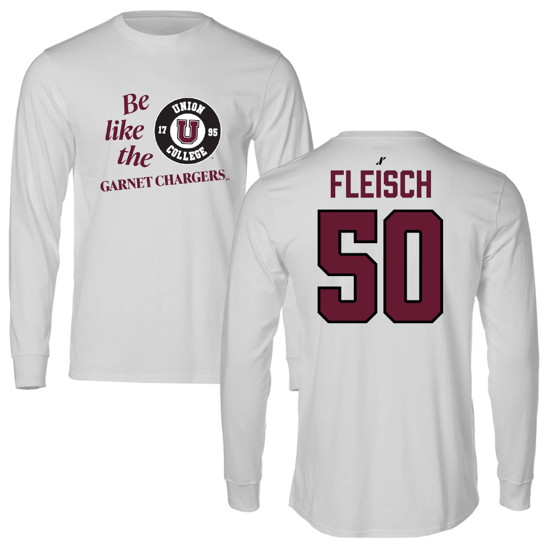 Union College Lacrosse Light Gray Be Like Us Long Sleeve - #50 Max Fleisch